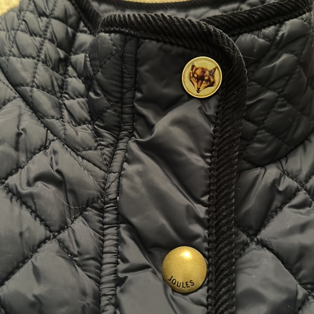 Joules navy blue quilted zip/snap jacket Sz 12 - Picture 4 of 13